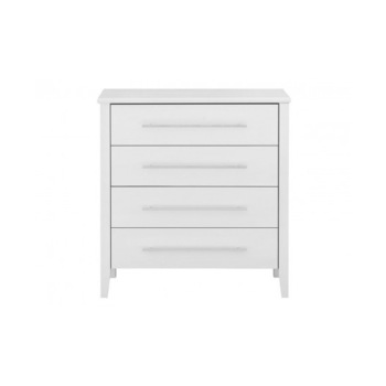 Comoda alba Venetia cu 4 sertare din lemn masiv de pin Ambient, L 75 cm X l 45 cm x H 89 cm Comoda alba Venetia cu 4 sertare din lemn masiv de pin Ambient, L 75 cm X l 45 cm x H 89 cm