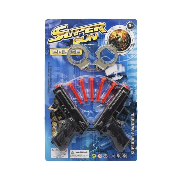 Set pistoale cu catuse si ventuze, 8 piese ,38 x 24,5 x 4 cm