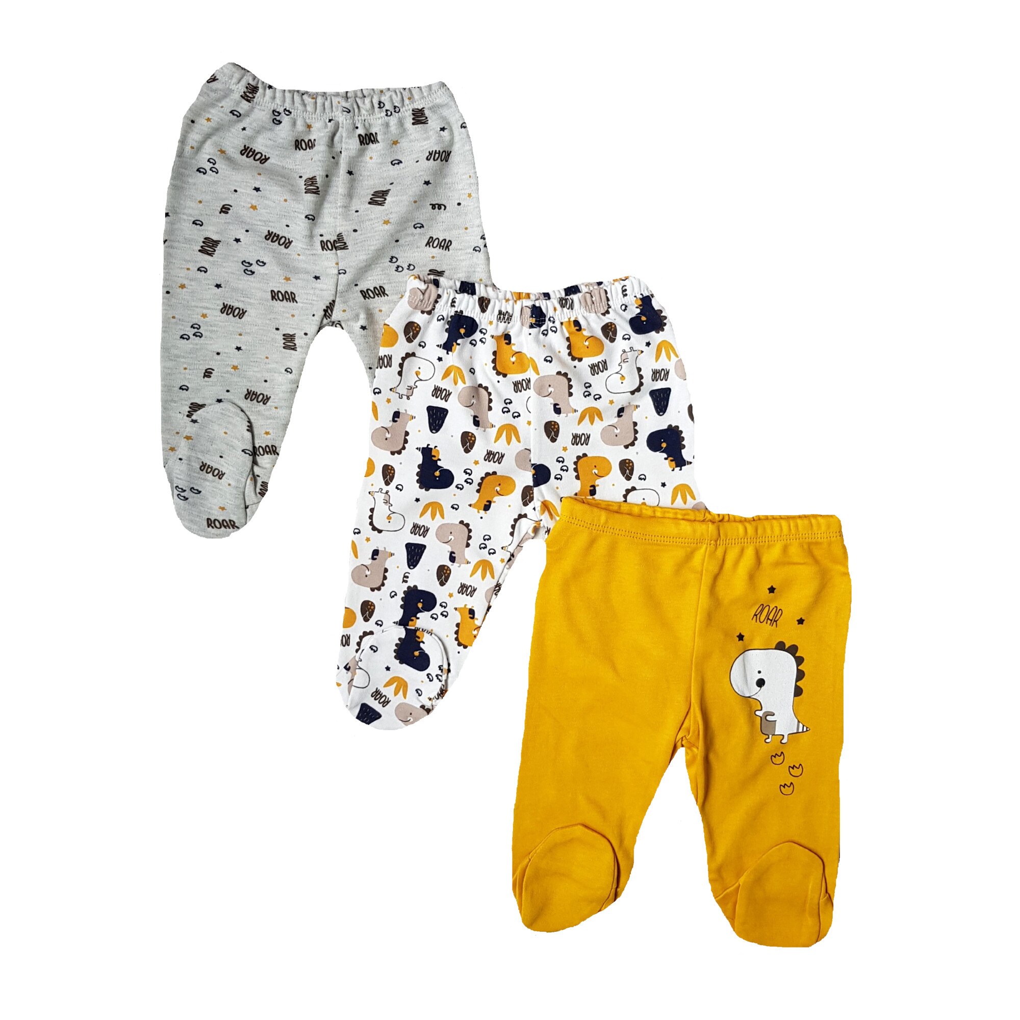 Set de 3 pantaloni cu botosi baieti , bumbac, varsta 6-9 luni, Multicolor