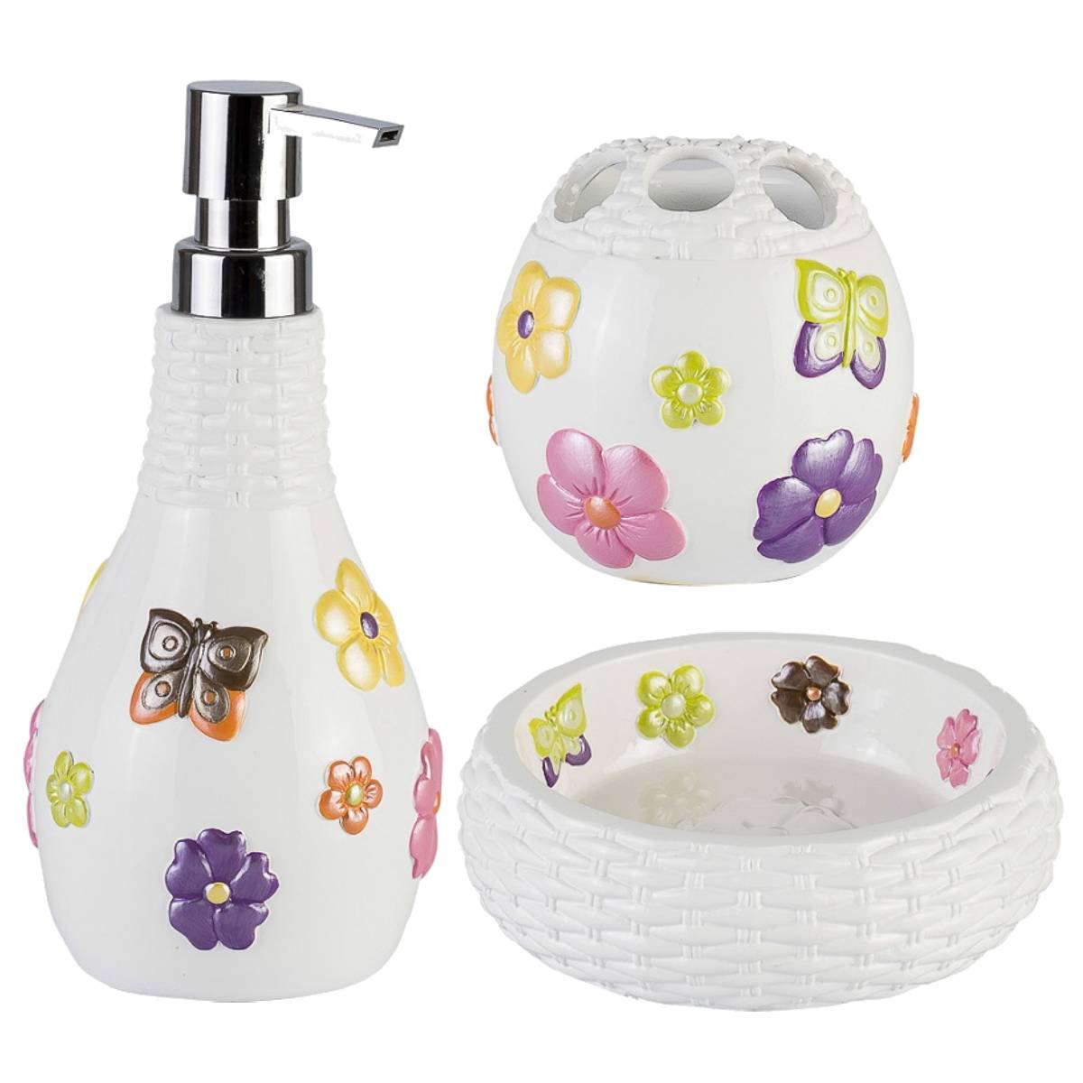 Set Accesorii de Baie, POLIN, Alb , 3 Piese