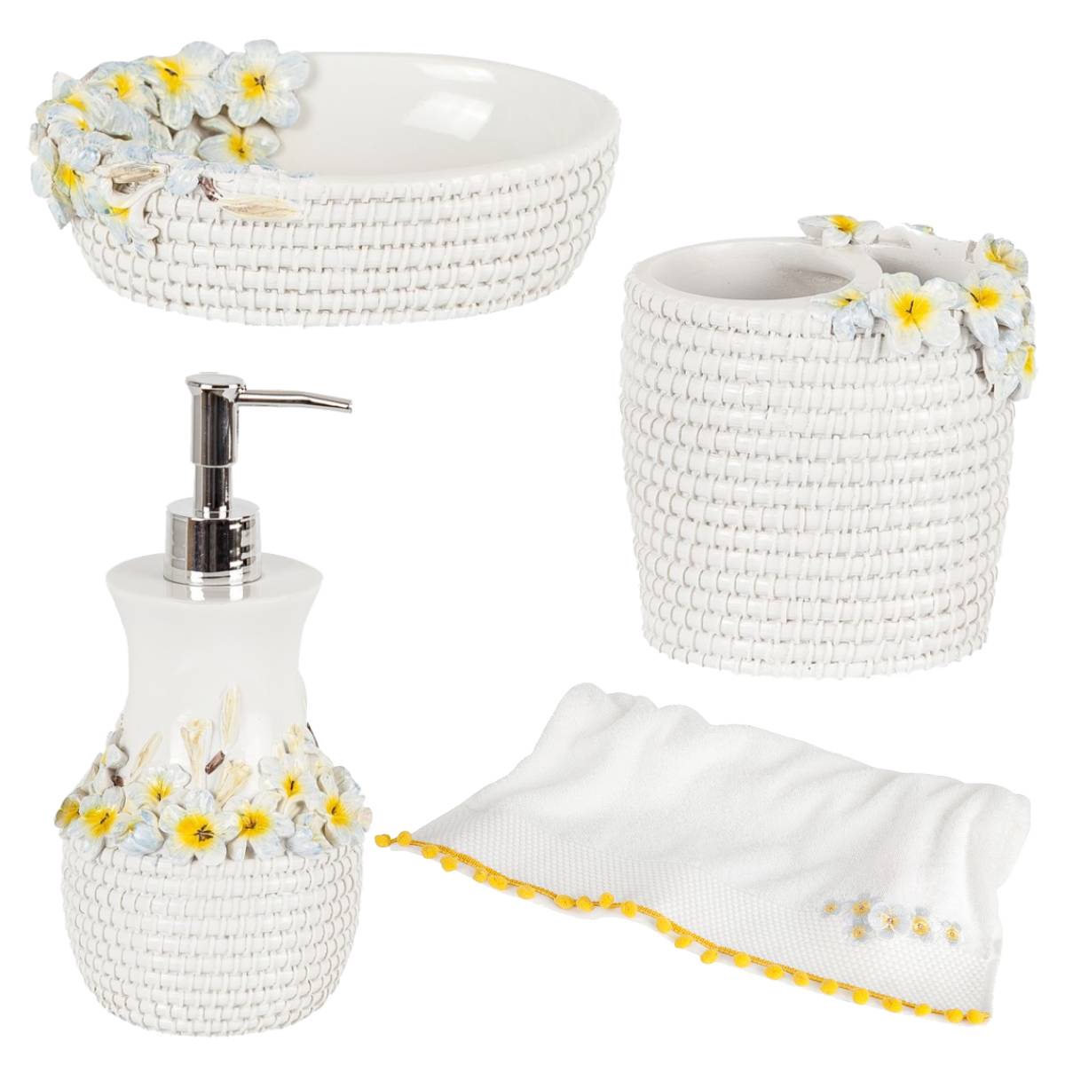 Set Accesorii de Baie, MIA, Alb , 4 Piese