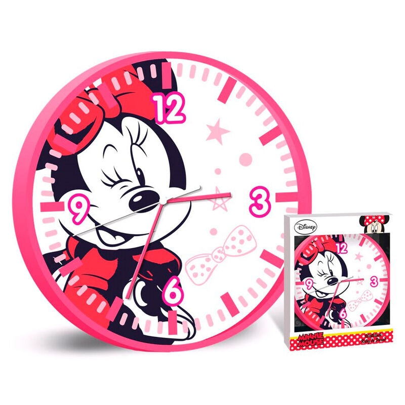 Ceas perete Minnie Mouse 25 cm Alb/ Roz