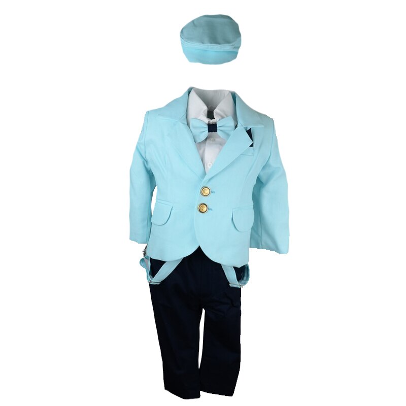 Costum elegant 6 piese pentru baieti Mini Junior CEB-63, Turcoaz, 80 cm