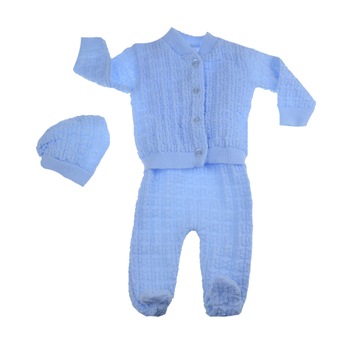 Compleu 3 piese pentru baieti Mini Junior CEB-61, Albastru, 56 cm Compleu 3 piese pentru baieti Mini Junior CEB-61, Albastru, 56 cm