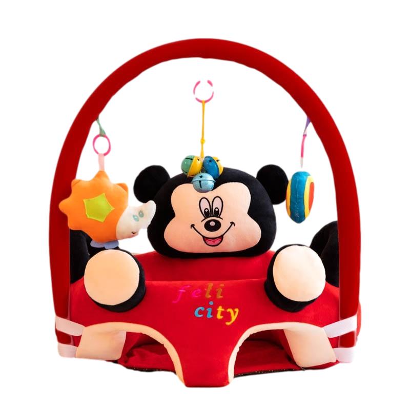 Fotoliu din plus bebelusi cu Arcada jucarii, Mickey Mouse Felicity, Rosu