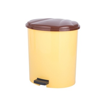 Cos de Gunoi din Plastic cu Pedala STERK, 10 L, Galben/Maro Cos de Gunoi din Plastic cu Pedala STERK, 10 L, Galben/Maro