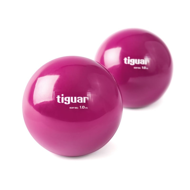 Set 2 mingi grele antrenament, Tiguar, diametru 11 cm, 2 x 1 kg, mov
