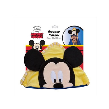 Patura copii cu gluga, Mickey-Mouse, microfibra plusata, dimensiune 100x100cm Patura copii cu gluga, Mickey-Mouse, microfibra plusata, dimensiune 100x100cm