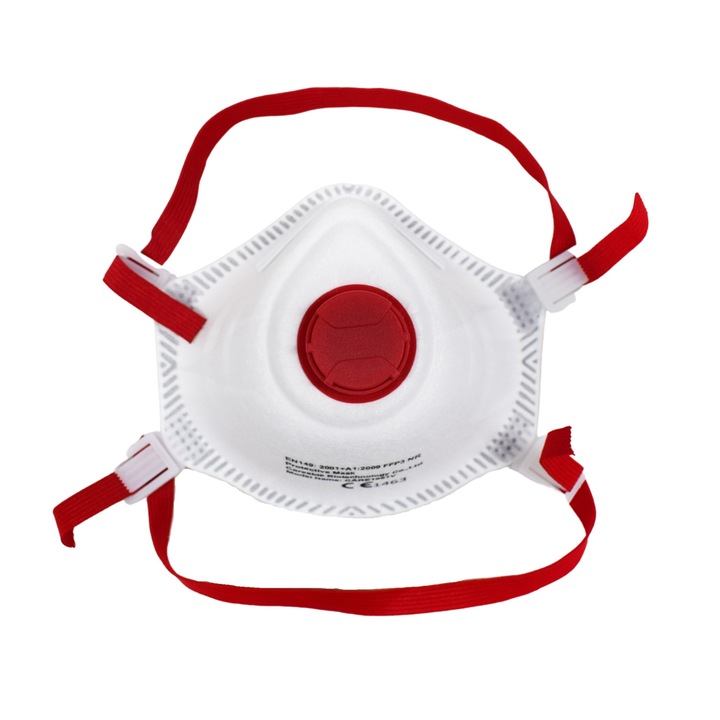 Masca profesionala tip cupa FFP3 FuxiBio, protectie ridicata, valva expiratie rosie, certificata CE