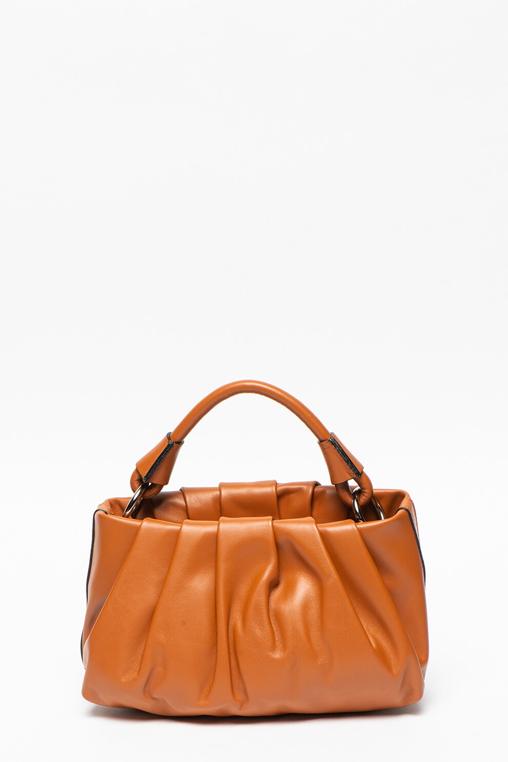 Antonia Moretti, Geanta din piele cu maner si model cu pliuri, Scortisoara