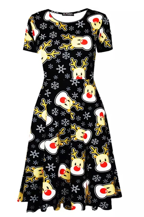 Rochie de Craciun, JUP, Viscoza, Marime S/M, Negru