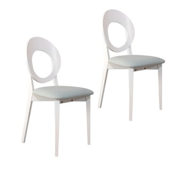 Set 2 scaune dining din lemn de fag Moderna Cosmo, cadru alb, textil Melva 70