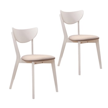 Set 2 scaune dining din lemn de fag Moderna Modern, cadru alb, textil Etna 09