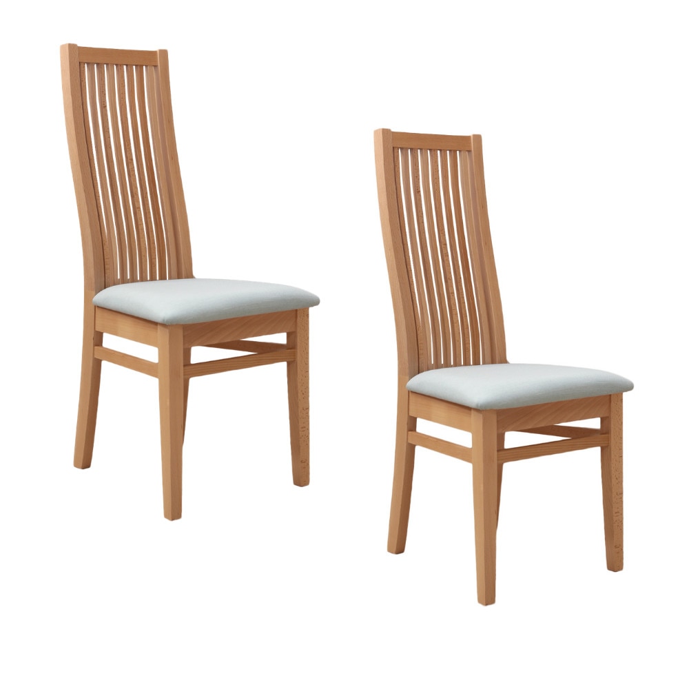 Set 2 scaune dining din lemn de fag Moderna Parma, cadru fag natur, textil Melva 70