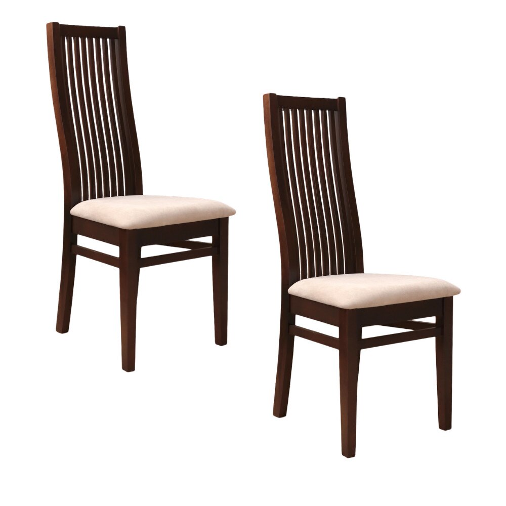 Set 2 scaune dining din lemn de fag Moderna Parma, cadru nuc, textil Solo 22
