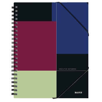 Caiet de birou Leitz Executive Be Mobile, A5, coperta PP, cu spira, 80 file, dictando, negru-violet Caiet de birou Leitz Executive Be Mobile, A5, coperta PP, cu spira, 80 file, dictando, negru-violet