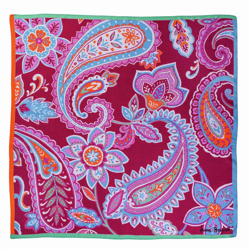 Esarfa matase twill Laura Biagiotti, Cheer Up Cherry, Multicolor, 88x88 cm