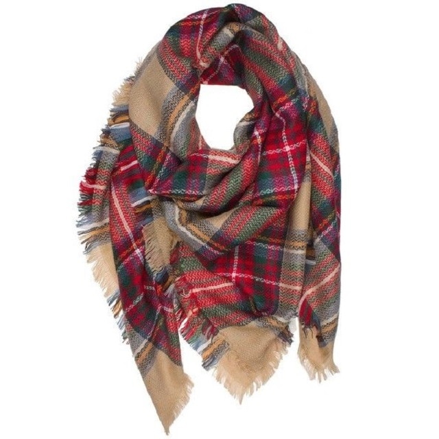 Esarfa tip sal din lana, unisex, multicolor, 160x160 cm