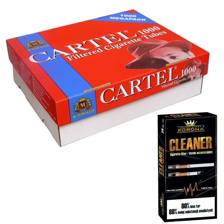 Set Tuburi tigari pentru injectat tutun Cartel 1000 bucati si filtre antinicotina mustiuc Korona