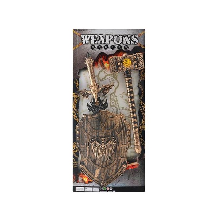 Magic Toys 432540 Középkori kalapács pajzzsal és karddal 3db-os szett