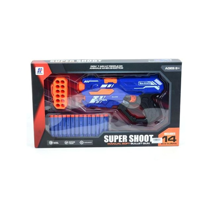 Magic Toys 4901184 Szivacslövő fegyver töltényekkel és tölténytartóval