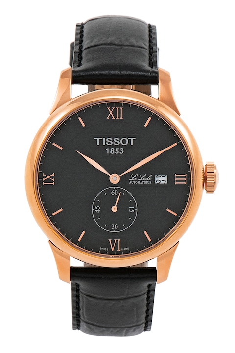 Tissot, Автоматичен часовник с кожена каишка, Черен, розе