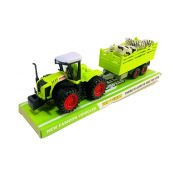 Tractor Cu remorca si figurine animale,40x11x12 cm,3 ani + Tractor Cu remorca si figurine animale,40x11x12 cm,3 ani +