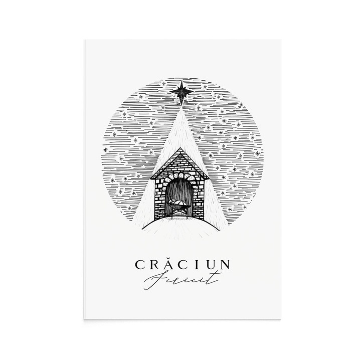 Felicitare Craciun Winter Nativity Story, Zizula Cards, 105X150 mm, cu scena nativitatii