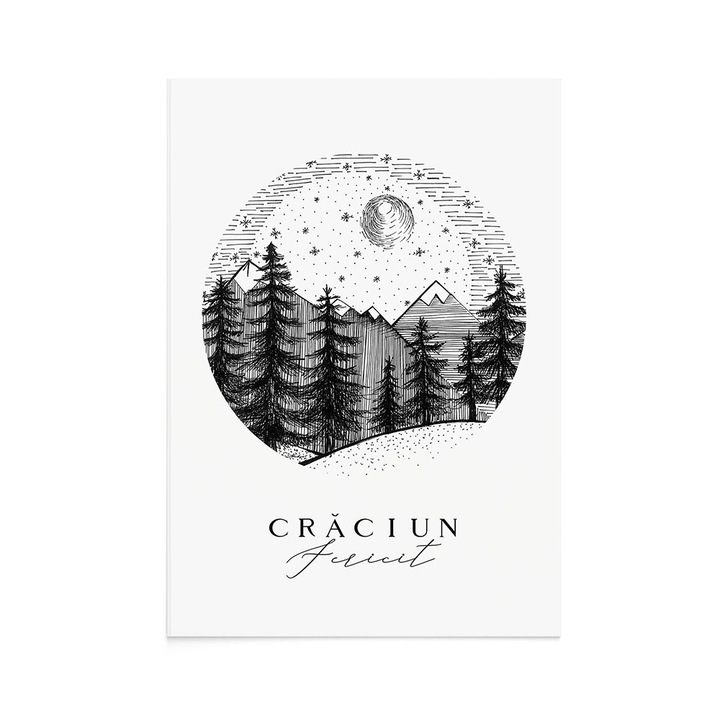 Felicitare Craciun Winter Forest, Zizula Cards, 105 X 150 mm, cu peisaj de iarna