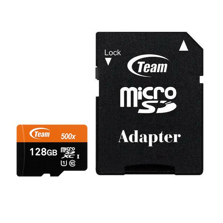 Карта памет MicroSD Team Protect, 128 GB, Class 10, x500 + SD адаптер