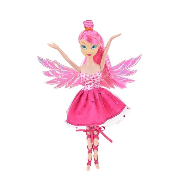 Papusa Zana roz cu aripi sclipitoare, 22 cm, Toi-Toys