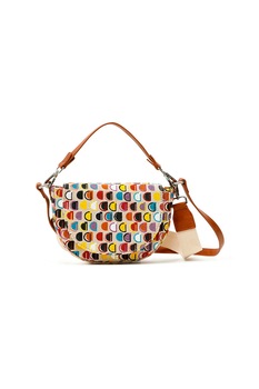 DESIGUAL, Geanta din iuta si bumbac cu bareta de umar, Multicolora DESIGUAL, Geanta din iuta si bumbac cu bareta de umar, Multicolora