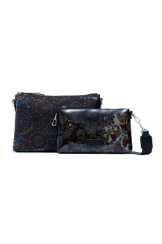 DESIGUAL, Geanta plic cu model 2 in1 si imprimeu floral, Negru DESIGUAL, Geanta plic cu model 2 in1 si imprimeu floral, Negru