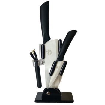 Set Cutite Ceramica , INWIN , 3 piece , Ceramica Alba cu Suport Transparent/Negru Set Cutite Ceramica , INWIN , 3 piece , Ceramica Alba cu Suport Transparent/Negru