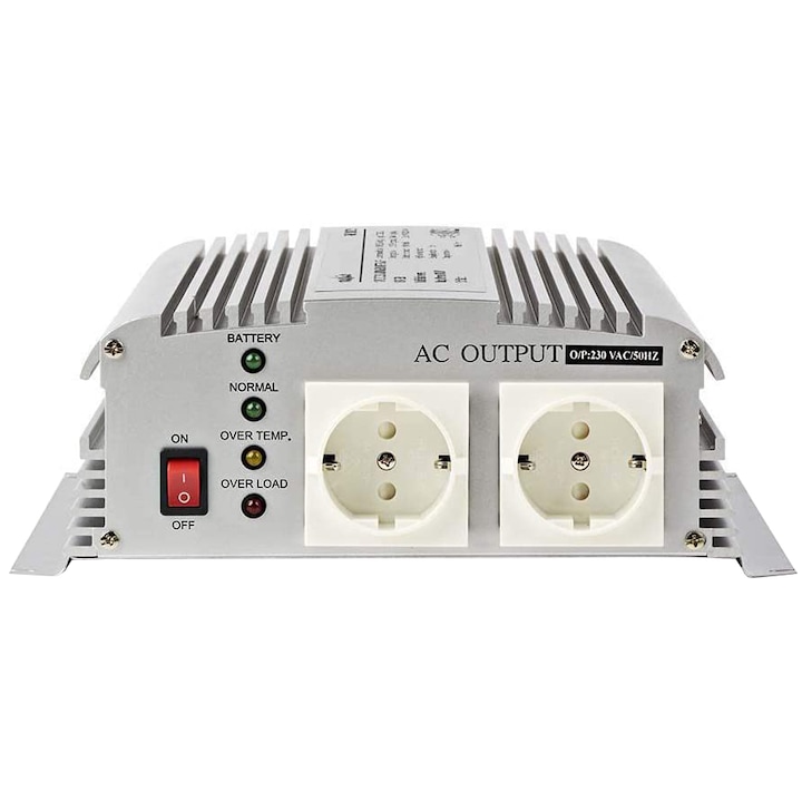 NEDIS Tápinverter módosított szinuszhullám 12V DC - 230V AC 1000W 2 db Schuko kimenet