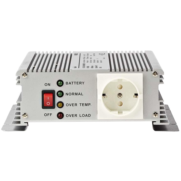 Feszültséginverter módosított szinuszos Nedis, 12V, DC - 230V, AC 600W, 1 x Schuko kimenet, töltési funkció