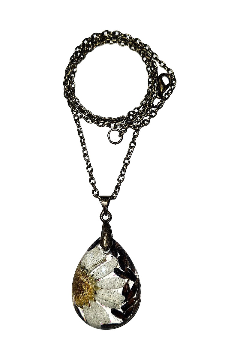 Colier cu pandativ, Delirium, margareta, lavanda, mov, alb