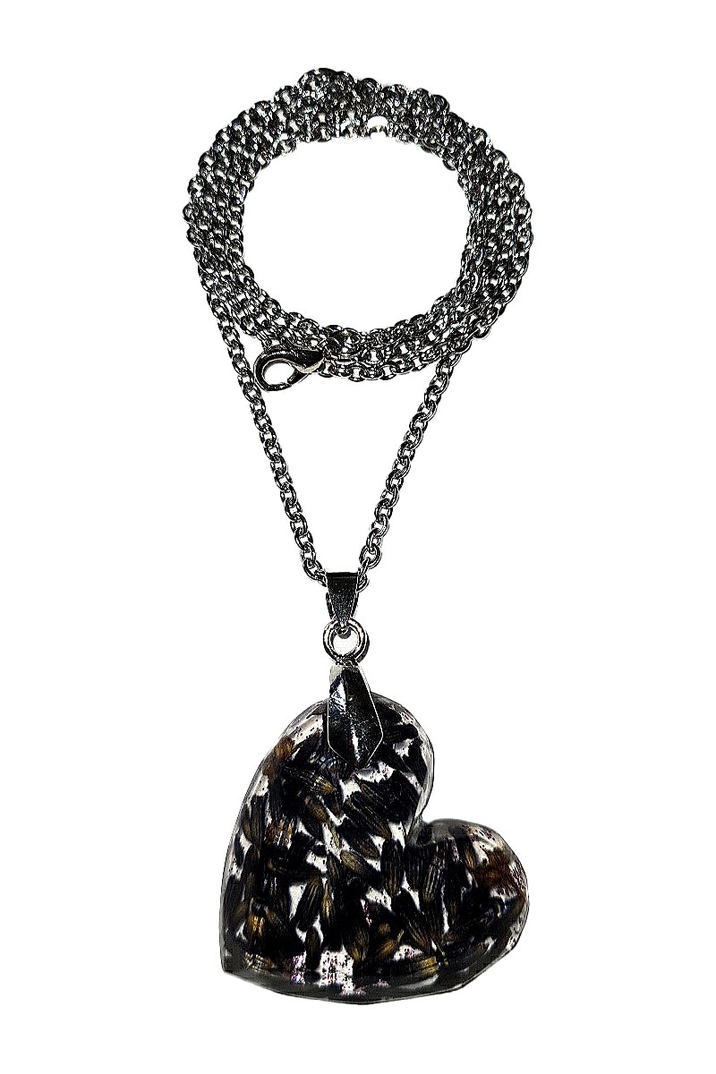 Colier cu pandativ, Delirium, inima, mov, lavanda, otel inoxidabil