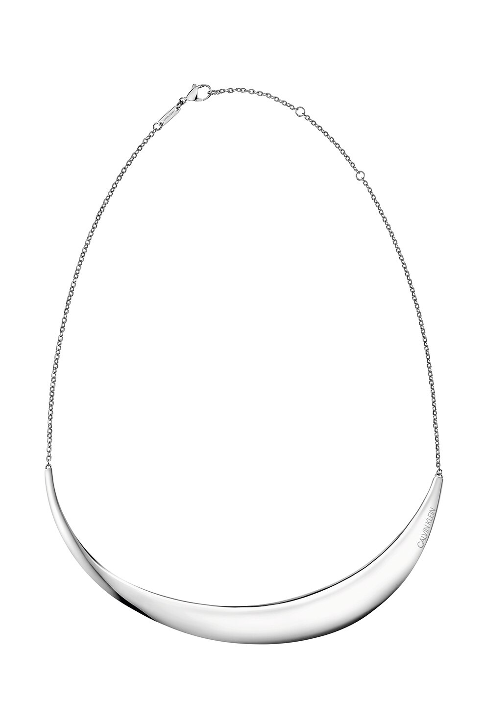 CALVIN KLEIN, Colier din otel inoxidabil, cu aspect asimetric, Argintiu