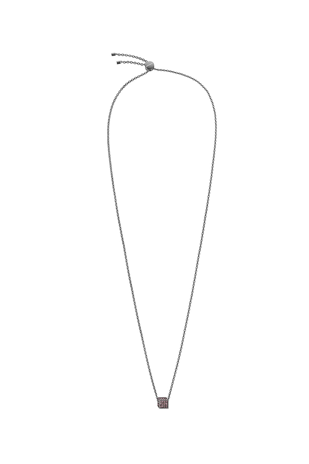 CALVIN KLEIN, Colier cu pandantiv cu model cubic, Argintiu