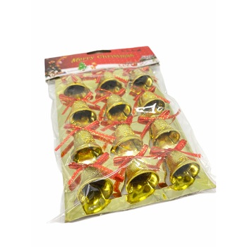 Set Atelier 12 clopotei decorativi brad, Craciun, Auriu Set Atelier 12 clopotei decorativi brad, Craciun, Auriu