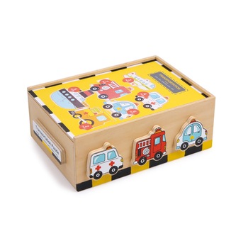 Puzzle din lemn in cutie, mijloace de transport, Legler, 27 de piese Puzzle din lemn in cutie, mijloace de transport, Legler, 27 de piese