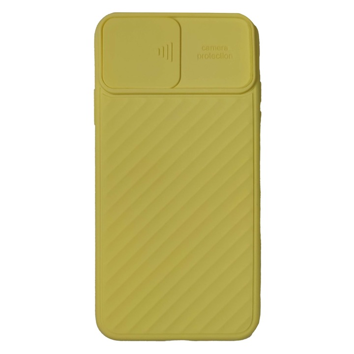 Husa silicon Apple iPhone 11 Pro Max model Colourful cu Protectie Camera tip Slide, Antisoc, TPU, Viceversa Galben
