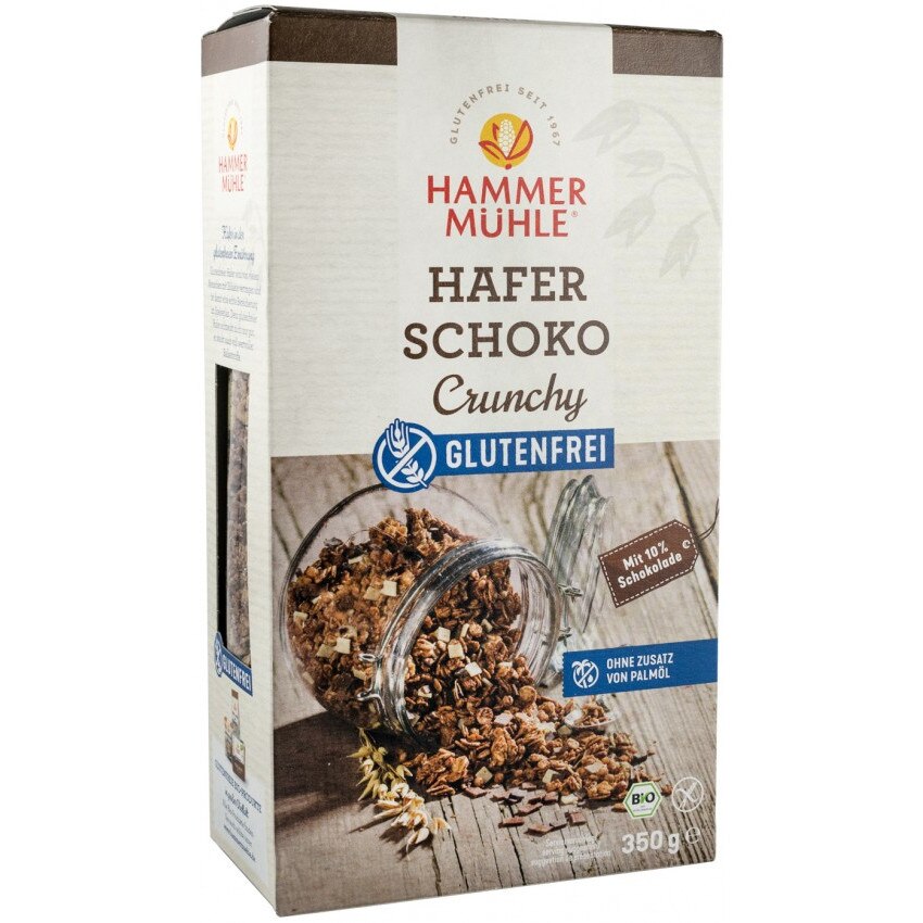 Musli crocant din ovaz fara gluten, cu ciocolata, bio, Hammer Muhle, 350g