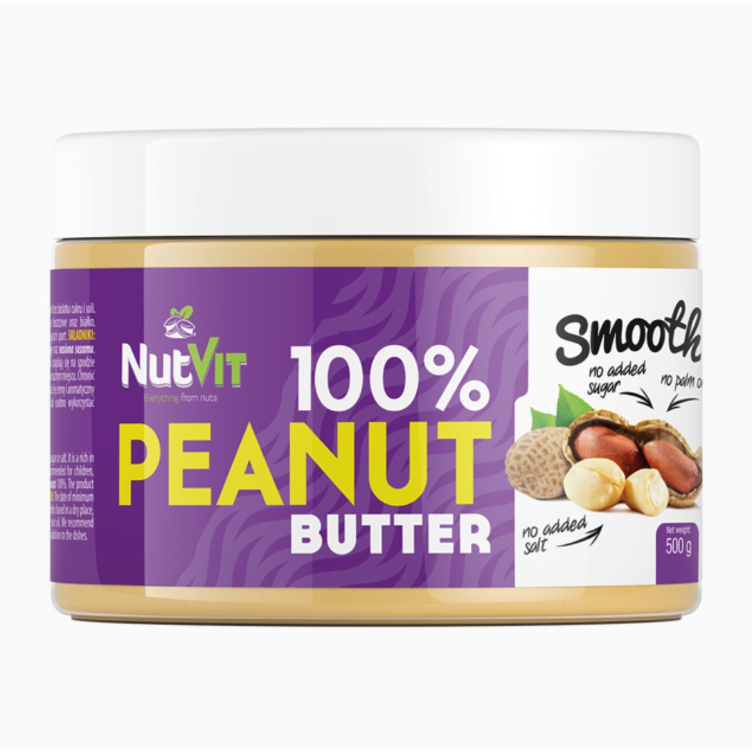 Unt de Arahide OstroVit 100% Peanut Butter 500g NutVit Smooth