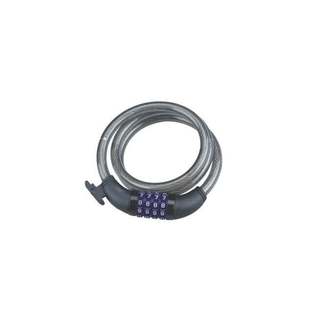 Antifurt bicicleta cu cifru, din otel, 12mm x 120 cm, negru