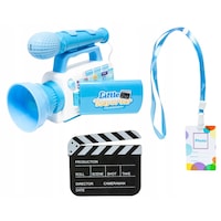 Jucarie de rol Menton, reporter cameraman, microfon, camera de filmat, ardezie de film si card de jurnalist ,educational si interactiv, multicolor