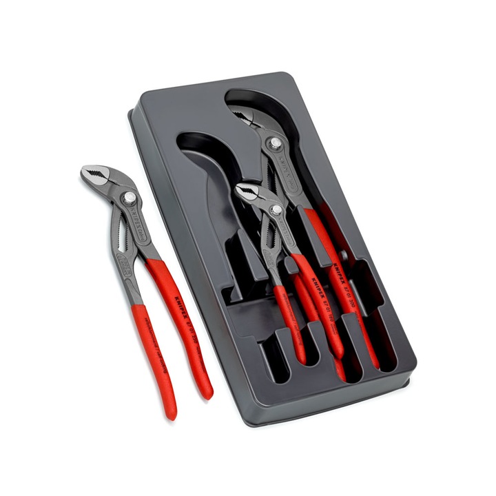Set 3 clesti pentru instalatori, KNIPEX, Cobra, Crom-Vanadiu, Rosu