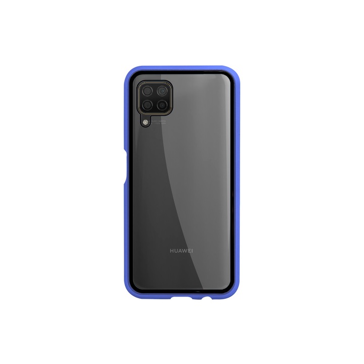 Магнитен Кейс за Huawei P40 Lite, Стъклен гръб, Син