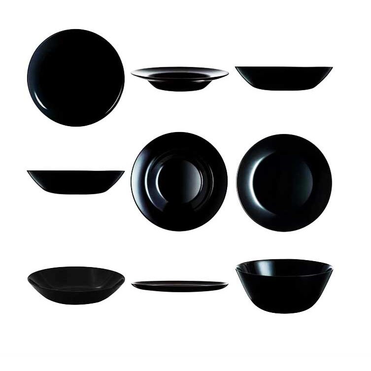Set 28 piese vesela de masa, Opal, Negru